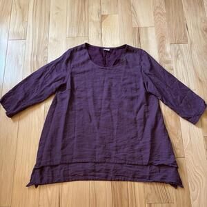 Vintage Et’Lois Octavia Lagenlook Style Burgundy Top Size Large